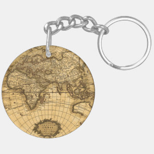 Antique Map in Sepia Colours Key Ring
