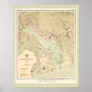 Antique Map Nautical Chart of Glacier Bay Alaska