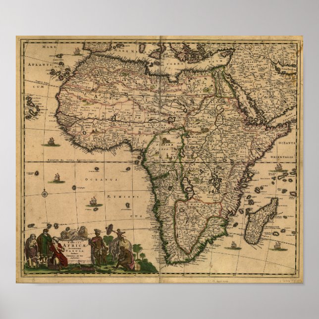 Antique Map of Africa 1680 by Frederick De Wit Poster (Front)