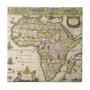 Antique Map of Africa by Hondius and Jansson Ceramic Tile