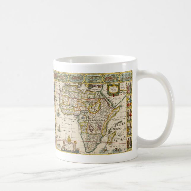 Antique Map of Africa by Hondius and Jansson Coffee Mug (Right)