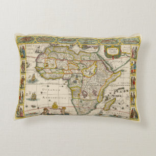 Antique Map of Africa by Hondius and Jansson Decorative Cushion