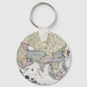 Antique Map of Asia   1696 Key Ring