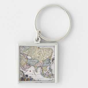 Antique Map of Asia 1696 Key Ring