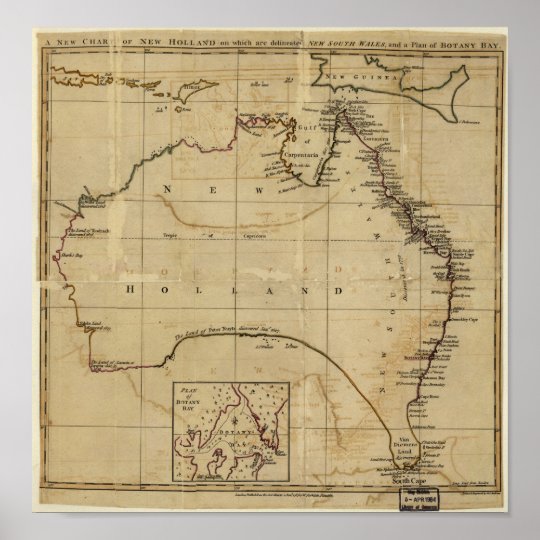 Antique Map of Australia circa 1770 Poster | Zazzle.com.au