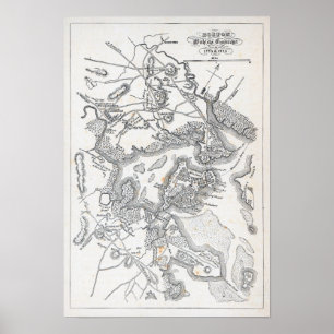 Antique Map of Boston 1775-1776 Poster