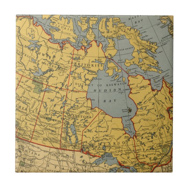 Antique Map of Canada Ceramic Tile (Front)
