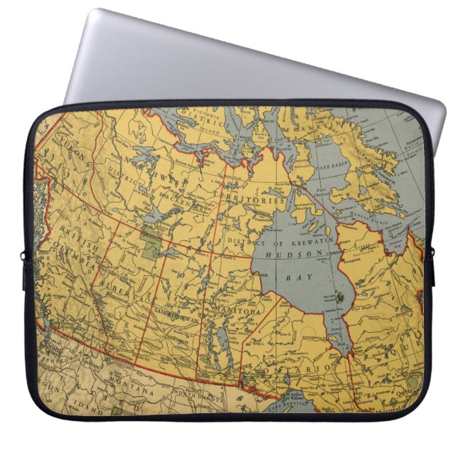 Antique Map of Canada Laptop Sleeve (Front)