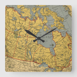 Antique Map of Canada Square Wall Clock