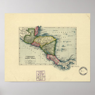 Antique Map of Central America - 1902 Poster