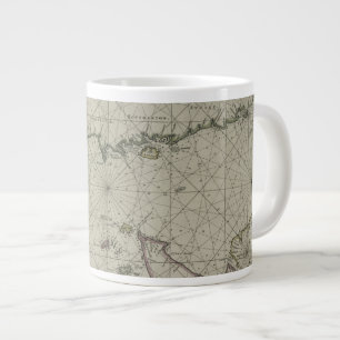 Antique Map of Channel, 1666 (colour engraving) Large Coffee Mug