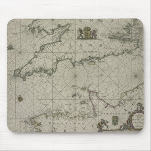 Antique Map of Channel, 1666 (colour engraving) Mouse Pad