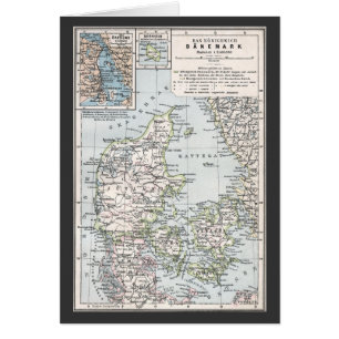 Antique Map of Denmark, Danmark in Danish, 1905