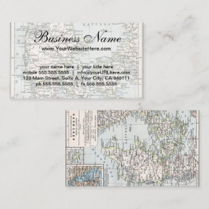 Antique Map of Denmark, Danmark in Danish, 1905 Business Card