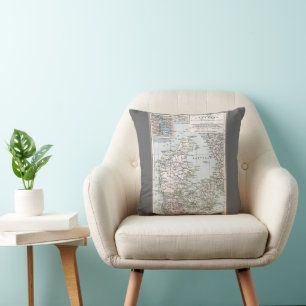 Antique Map of Denmark, Danmark in Danish, 1905 Cushion