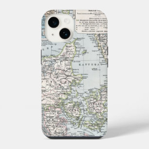 Antique Map of Denmark, Danmark in Danish, 1905 iPhone Case
