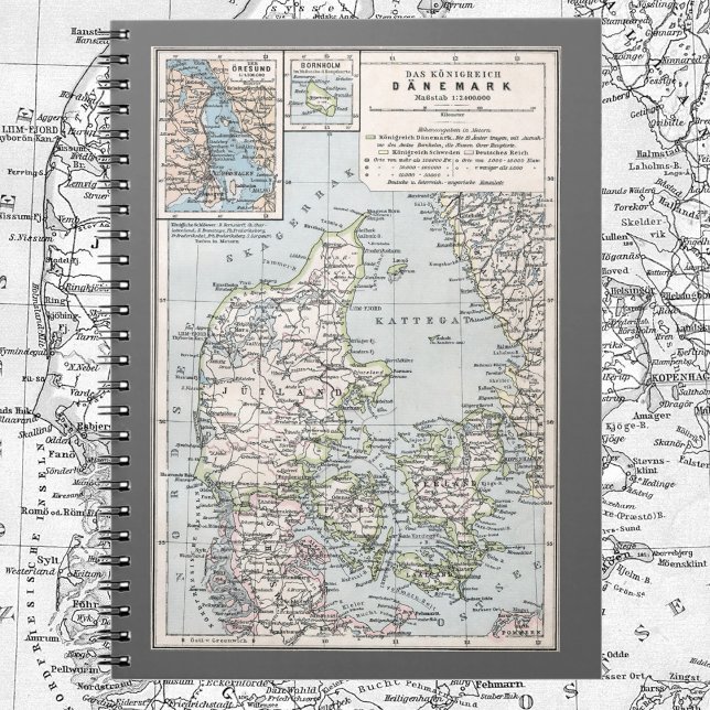 Antique Map of Denmark, Danmark in Danish, 1905 Notebook (Creator Uploaded)