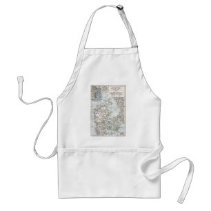 Antique Map of Denmark, Danmark in Danish, 1905 Standard Apron