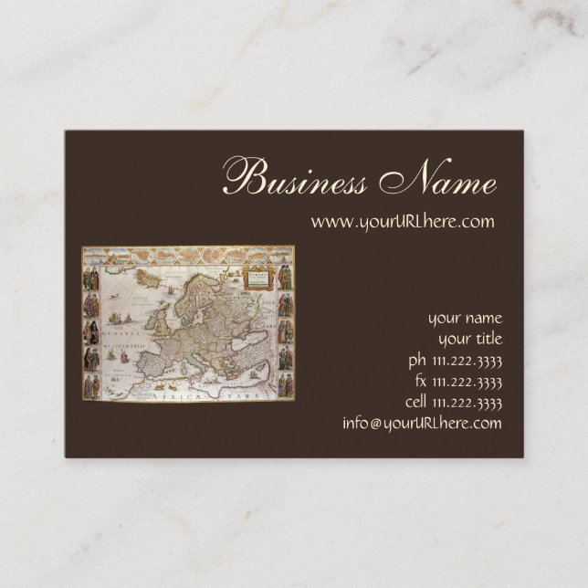 Antique Map of Europe by Willem Jansz Blaeu, c1617 Business Card (Front)