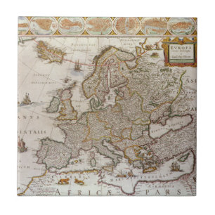 Antique Map of Europe by Willem Jansz Blaeu, c1617 Ceramic Tile