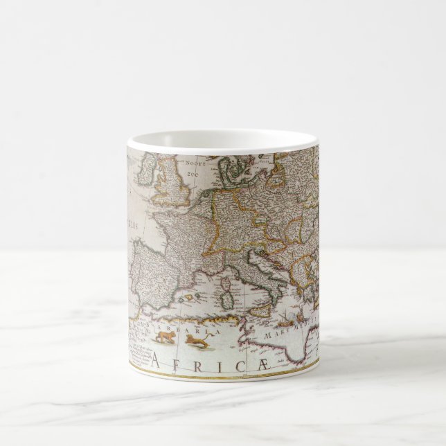 Antique Map of Europe by Willem Jansz Blaeu, c1617 Coffee Mug (Center)