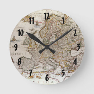 Antique Map of Europe by Willem Jansz Blaeu, c1617 Round Clock