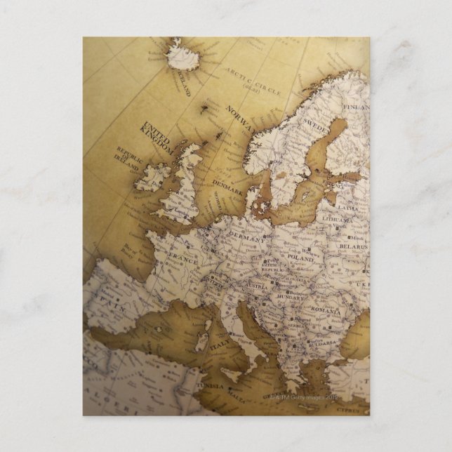 Antique map of europe. Old world. Postcard (Front)