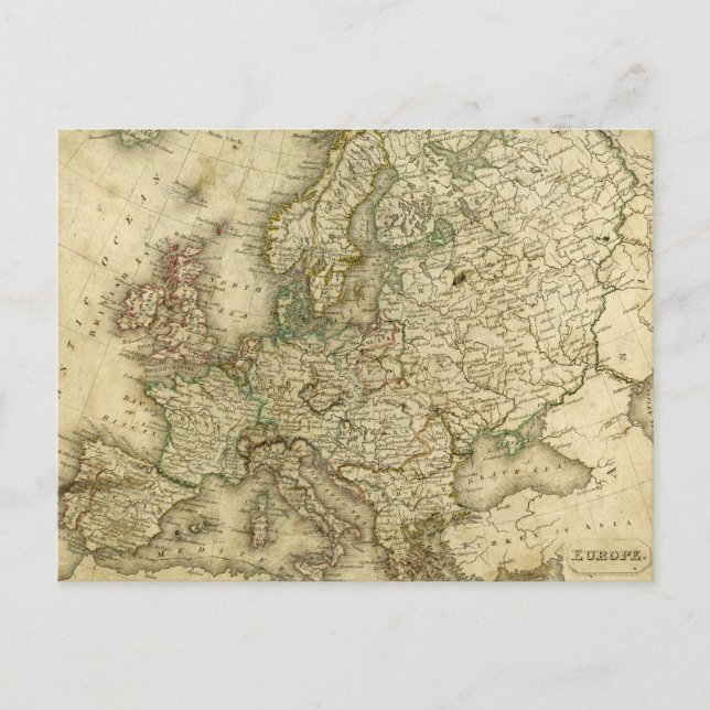 Antique Map of Europe Postcard (Front)