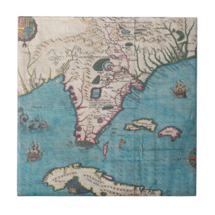 Antique Map of Florida and Cuba Ceramic Tile