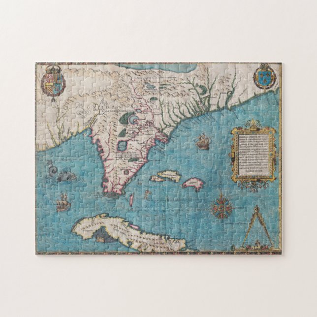 Antique Map of Florida and Cuba Jigsaw Puzzle (Horizontal)