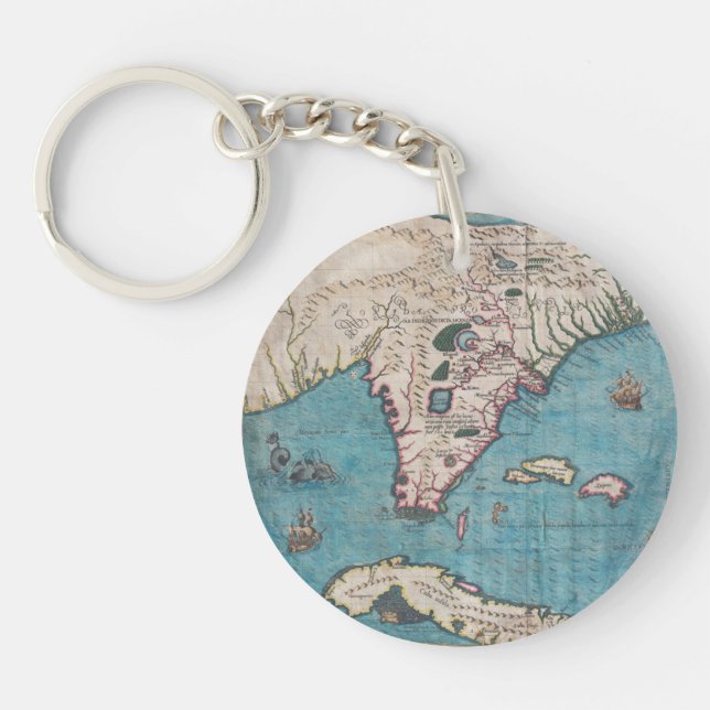 Antique Map of Florida and Cuba Key Ring (Front)