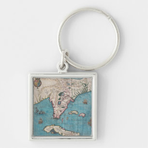 Antique Map of Florida and Cuba Key Ring