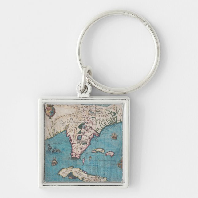 Antique Map of Florida and Cuba Key Ring (Front)