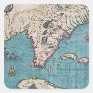 Antique Map of Florida and Cuba Square Sticker