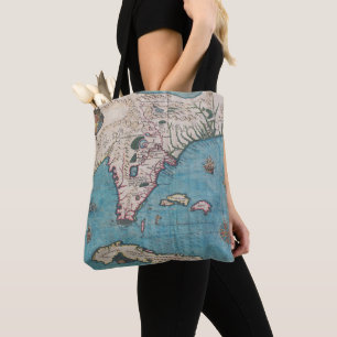 Antique Map of Florida and Cuba Tote Bag