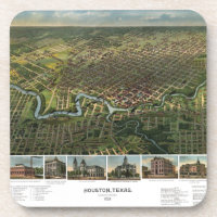 Antique Map of Houston, Texas with Buffalo River