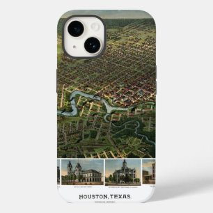 Antique Map of Houston, Texas with Buffalo River iPhone 14 Case