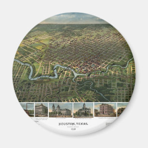 Antique Map of Houston, Texas with Buffalo River Magnet