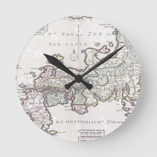Antique Map of Japan | 1769 Round Clock (Front)