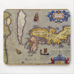 Antique Map of Japan by Mercator and Hondius Mouse Pad