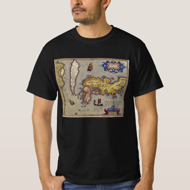 Antique Map of Japan by Mercator and Hondius T-Shirt (Front)