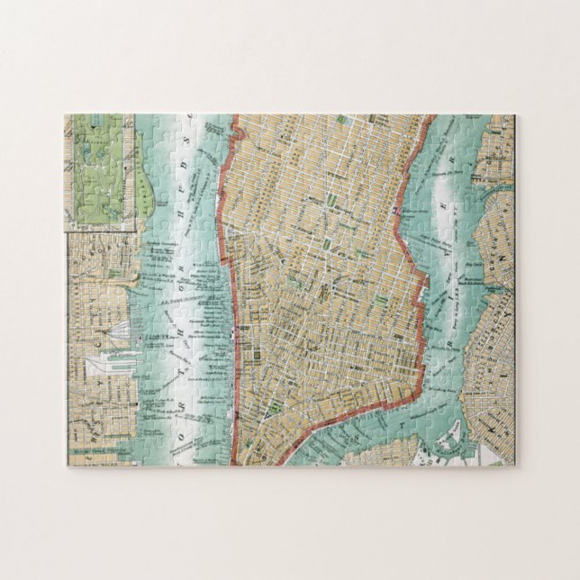 Antique Map of Lower Manhattan and Central Park Jigsaw Puzzle (Horizontal)