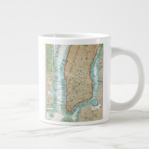 Antique Map of Lower Manhattan and Central Park Large Coffee Mug