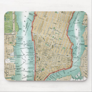 Antique Map of Lower Manhattan and Central Park Mouse Pad
