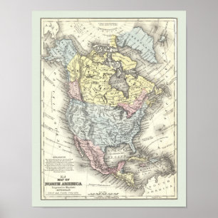 Antique Map of North America Poster