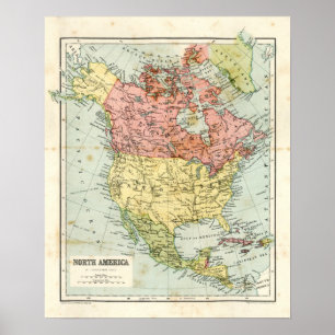 Antique map of North America Poster