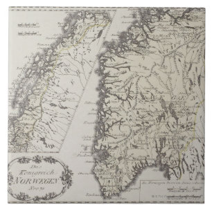 Antique Map of Norway Ceramic Tile
