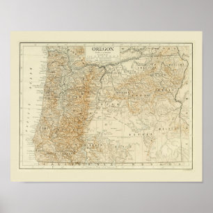 Antique map of Oregon Poster