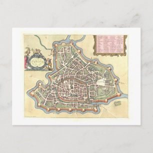 Antique Map of Padua, Italy, Postcard