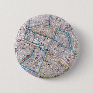 Antique Map of Paris 6 Cm Round Badge